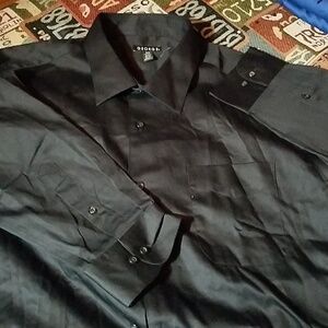 George Collared Long Sleeve Black Dress Shirt